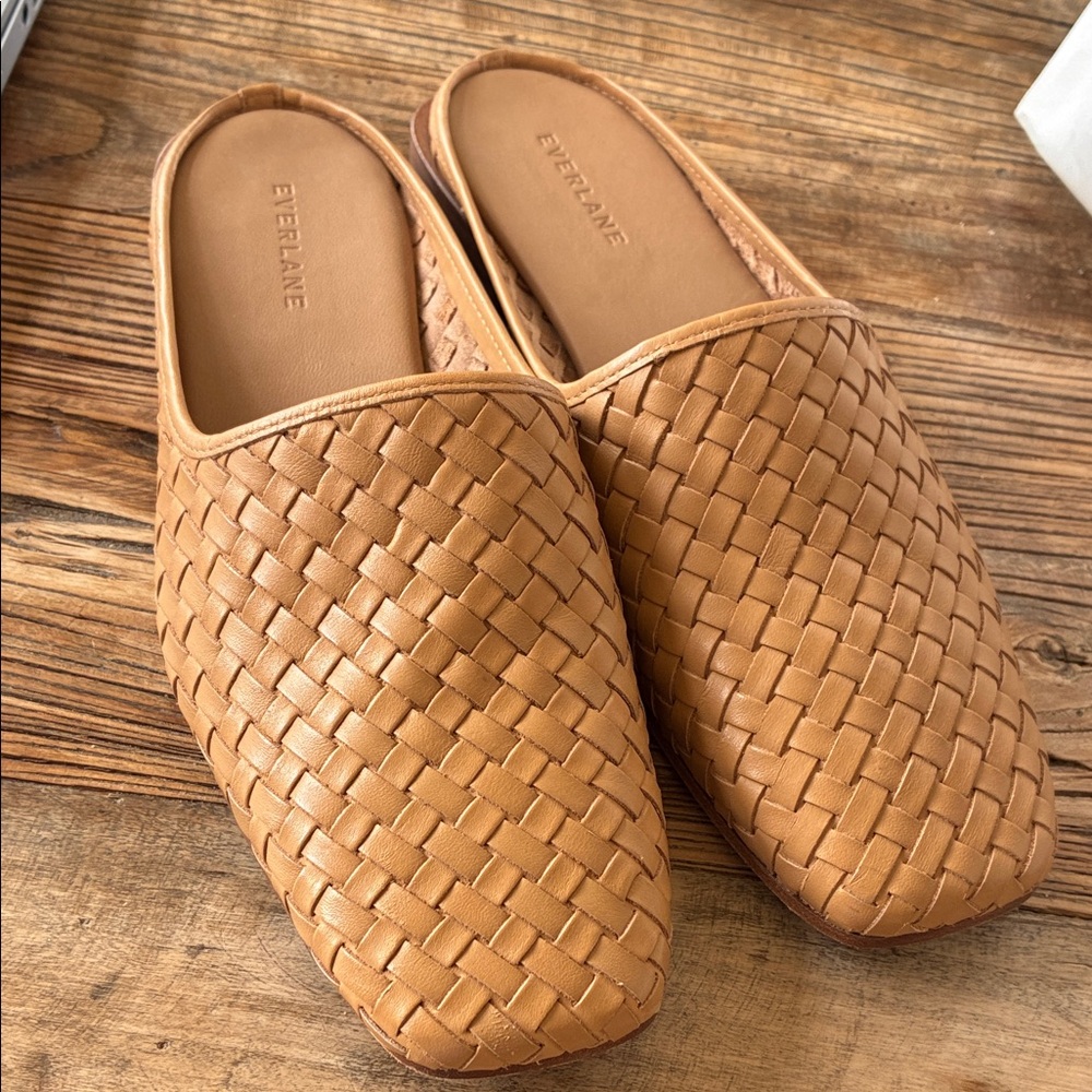 Everlane Woven Leather Slip-On Mules in Tan Size 9